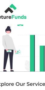 Mobile hero section of the homepage design for the FutureFunds financial services website.